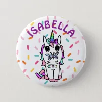 Personalized Pink, Purple, Sprinkles Unicorn Button