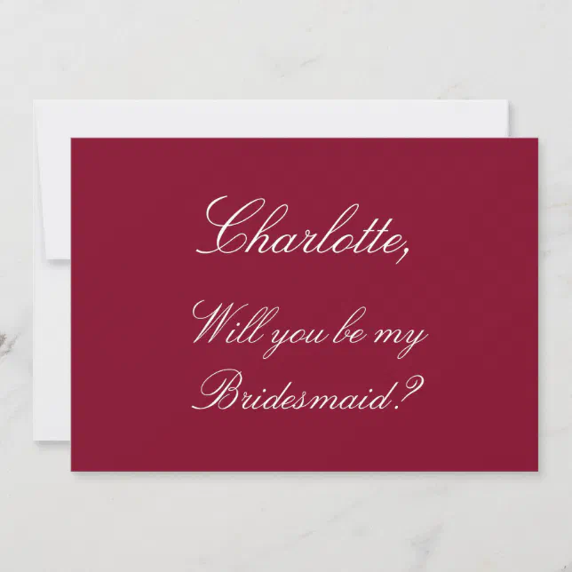 Elegant Burgundy Bridesmaid Proposal Invitation