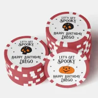 Halloween Birthday "Let's Get Spooky" Skull Name Poker Chips