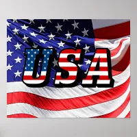 USA Flag America Red White Blue Small Poster
