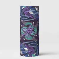 Ribbons Blue, Purple, Aqua Pillar Candle