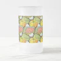 Pumpkins, Soup and Striped Background Frosted Glass Beer Mug