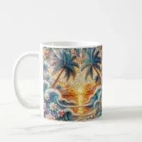 Magical Mosaic Tropical Ocean Sunset Coffee Mug