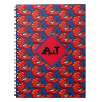 Motorcyclist Red and Blue Biker Helmets Monogram Notebook