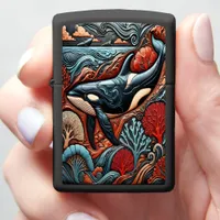 Ocean Flow: Majestic Whales Gliding Zippo Lighter