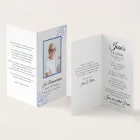 Blue Winter Snowflakes Funeral Memorial Prayer Business Card