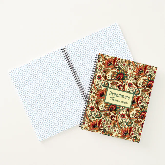 Medieval Inspired Floral Paisley Pattern Notebook