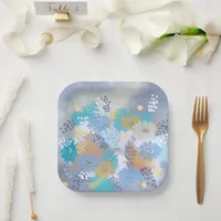 Modern abstract floral paper plates