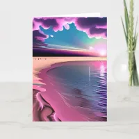 Pink and Purple Sunset Happy Anniversary Card