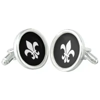 Black and White Fleur de Lys Cufflinks