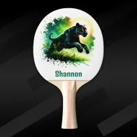 Black Panther with green surroundings Monogram | Ping Pong Paddle