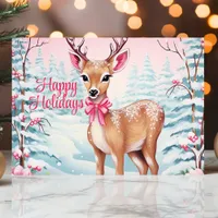 Cute Christmas Deer in Winter Wonderland Holiday Card