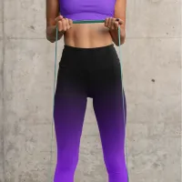 Modern Minimalist Black Blue Violet Gradient Capri Leggings