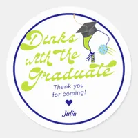 Dinks with Graduate Green Pickleball Graduation  Classic Round Sticker