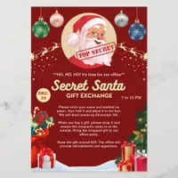 Secret Santa Gift Exchange Red Xmas Event Party Flyer