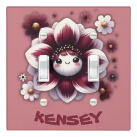 Cute Monogram Burgundy and White Flower on Mauve | Light Switch Cover