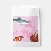 Ocean Animals Party Shark Fish Pink Thank You Favor Bag