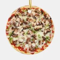 Mushroom Pizza Realistic Food Christmas Ceramic Ornament