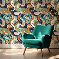 60s 70s Vibe Retro Swirls Abstract Pat#1 ID1069 Wallpaper