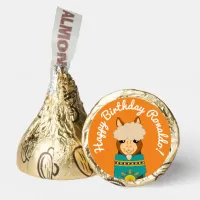 Cute Happy Birthday Boy Alpaca in Teal Serape Hershey®'s Kisses®