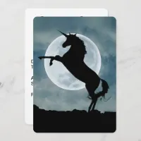 Unicorn Silhouette Full Moon Night Sky, ZKOA Invitation