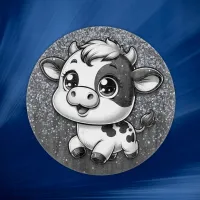 Silver Glitter on Charcoal with a Cow | Cutting Board