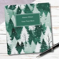 Elegant Festive Winter Forest Trees Snow 3 Ring Binder