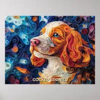 Cocker Spaniel Quilling Art Dog Portrait Poster