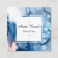 *~* Spa & Salon Abstract Artistic Blue Chic Square Business Card