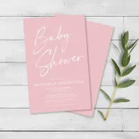 Budget Blush Pink Simple Script Baby Shower FLYER