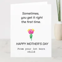 "First Time's the Charm" Funny Mother's Day  Thank You Card