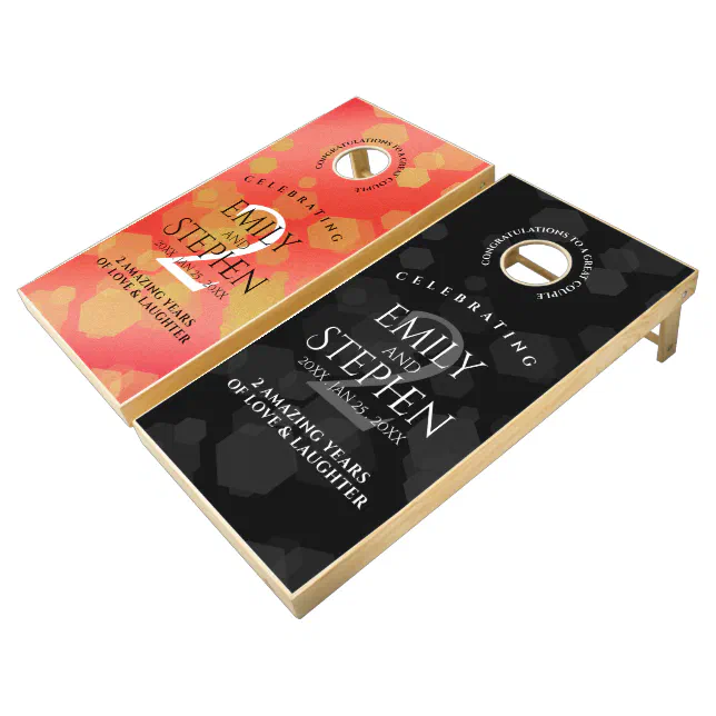 Elegant 2nd Garnet Wedding Anniversary Celebration Cornhole Set