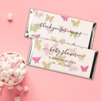 Pink Blush Gold Butterflies Girl Baby Shower   Hershey Bar Favors