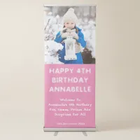 Daughters Birthday Name And Photo Pink Welcome Retractable Banner