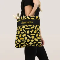 Pasta Shapes Patterned Italian Food Lover Tote Bag