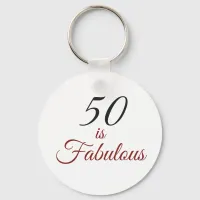 Red & Black "50 is Fabulous" 50th Birthday Party K Keychain