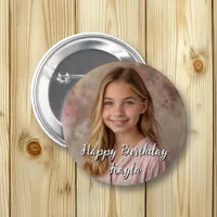 Personalized Happy Birthday Name and Photo Button