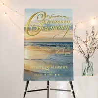 Sunset Beach Unplugged Ceremony Gold Wedding Sign