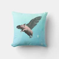 Cute Angel Pig Flying in the Sky Throw Pillow