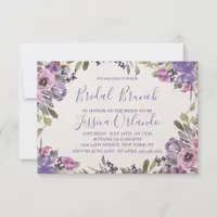 Lavender Floral Elegant Script Bridal Brunch Invitation