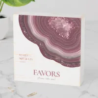 Agate Geode Glitter Favors Burgundy  ID647 Wooden Box Sign