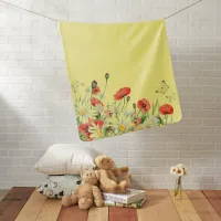 Poppies, Wildflowers, and Butterflies Floral Baby Blanket