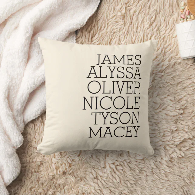 Serif Kids Names | Personalized Family Names Throw Pillow