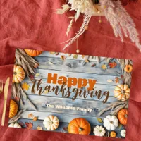 Pumpkins Leaves Wood Thanksgiving Paper Placemat