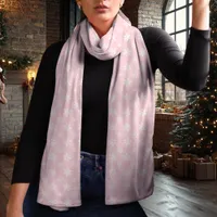 Snowflake Pink and White Christmas Scarf