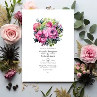 Green, Pink and Black Floral Fall Wedding Invitation