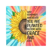 Inspirational Quote and Hand Drawn Sunflower Metal Print