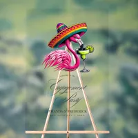 Fiesta Flamingo Sombrero Engagement Party Welcome Acrylic Sign