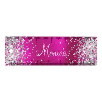 Silver Glitter Hot Pink Foil Ruler