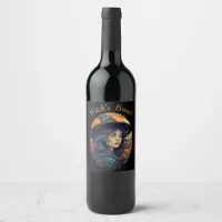 Halloween Witch Theme Party Wine Label